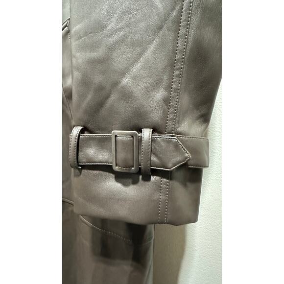 Tahari Women Faux Leather Trench Coat - Picture 5 of 6